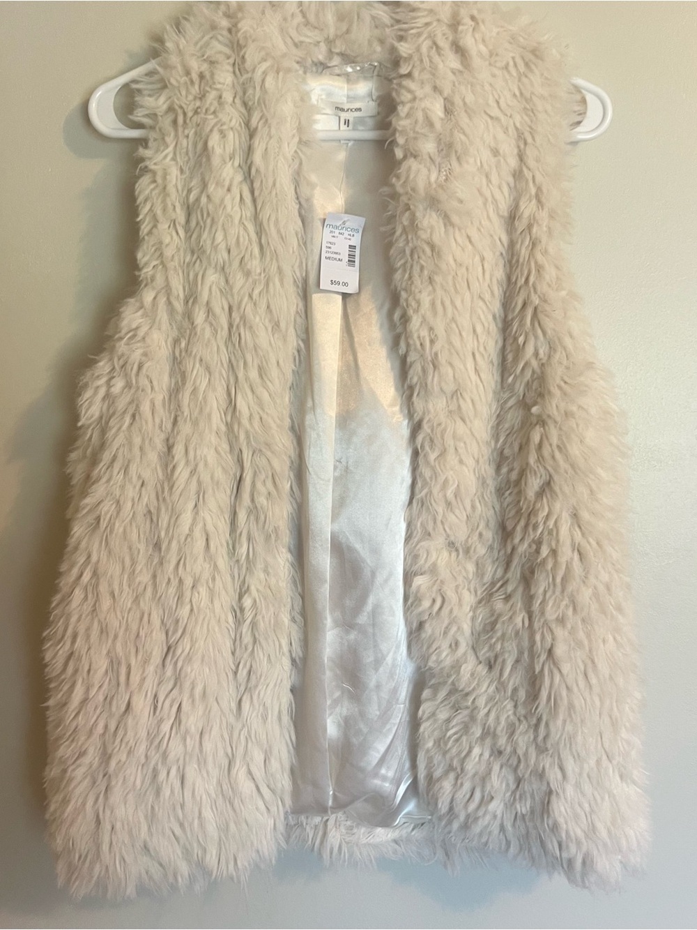 Maurices Ivory Faux Fur Vest